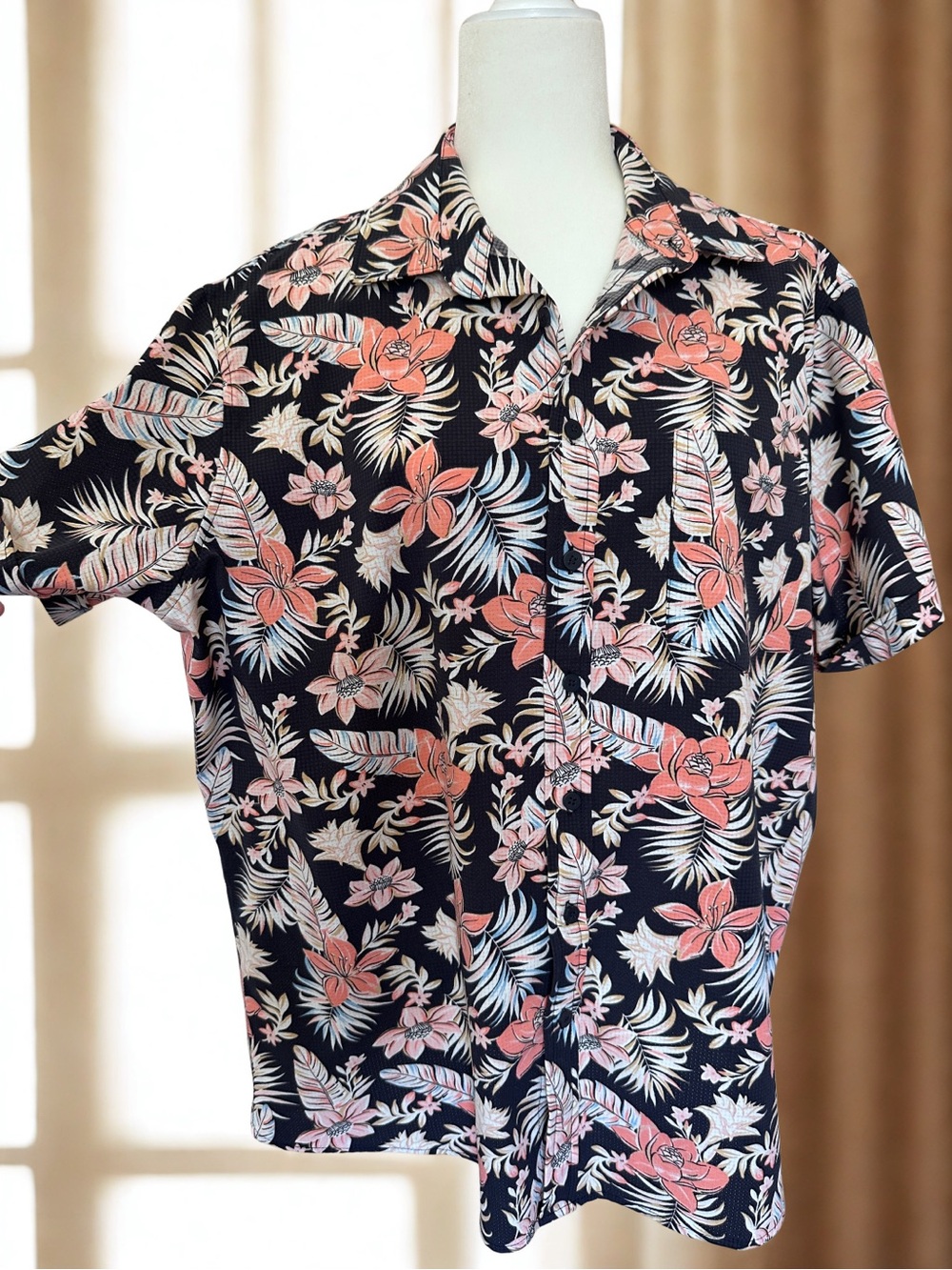 Apt. 9 Men's Floral Hawaiian Short Sleeve Button-Down Shirt, Size XL